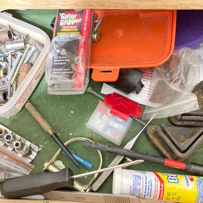 LOT 57: Contents of Four Storage Drawers - Tools, Hardware and More