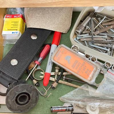 LOT 57: Contents of Four Storage Drawers - Tools, Hardware and More