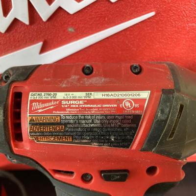 LOT 58: Milwaukee Tools and Accessories - Fuel Hex Hydraulic Driver, Charger with Storage Case and More