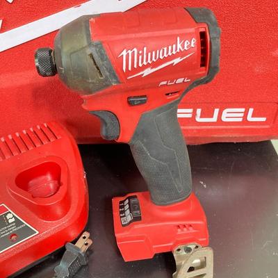 LOT 58: Milwaukee Tools and Accessories - Fuel Hex Hydraulic Driver, Charger with Storage Case and More