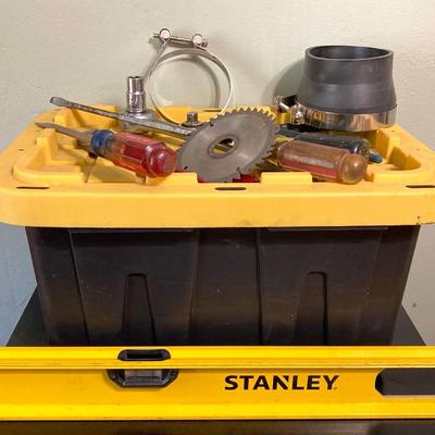LOT 59: Assorted Tools - Hyper Tough Drill, Dremel Rotary Tool, Tough Box Storage Tote, Ryobi Reciprocating Saw, Hand Tools and More