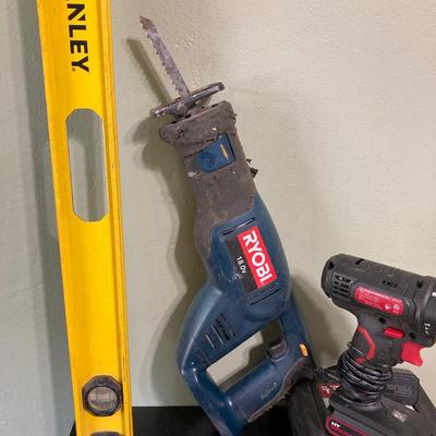 LOT 59: Assorted Tools - Hyper Tough Drill, Dremel Rotary Tool, Tough Box Storage Tote, Ryobi Reciprocating Saw, Hand Tools and More