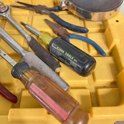LOT 59: Assorted Tools - Hyper Tough Drill, Dremel Rotary Tool, Tough Box Storage Tote, Ryobi Reciprocating Saw, Hand Tools and More