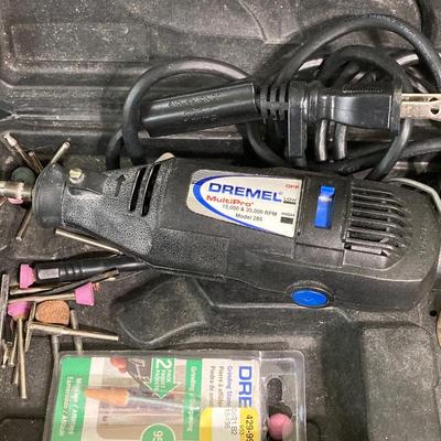 LOT 59: Assorted Tools - Hyper Tough Drill, Dremel Rotary Tool, Tough Box Storage Tote, Ryobi Reciprocating Saw, Hand Tools and More