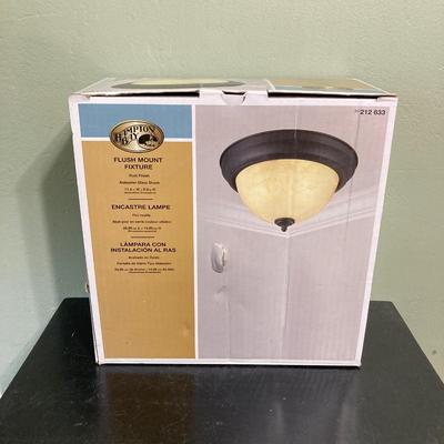 LOT 61: Hunter 42 Inch Low Profile Ceiling Fan in Box and Hampton Bay Flush Mount Fixture in Box