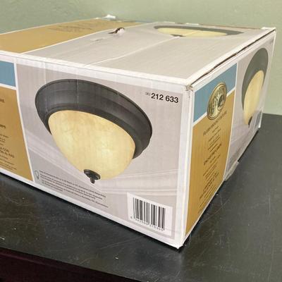 LOT 61: Hunter 42 Inch Low Profile Ceiling Fan in Box and Hampton Bay Flush Mount Fixture in Box