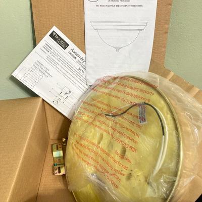 LOT 61: Hunter 42 Inch Low Profile Ceiling Fan in Box and Hampton Bay Flush Mount Fixture in Box