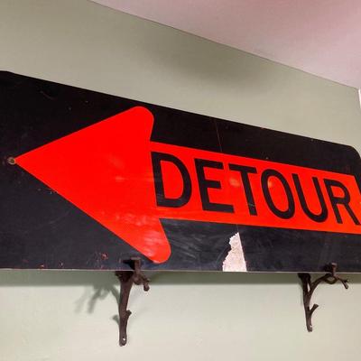 LOT 64: Metal Detour Road Sign