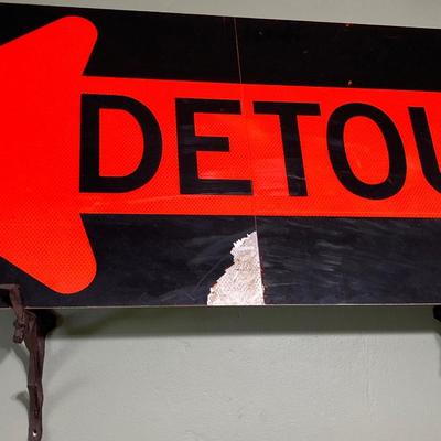 LOT 64: Metal Detour Road Sign