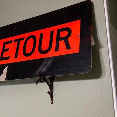 LOT 64: Metal Detour Road Sign