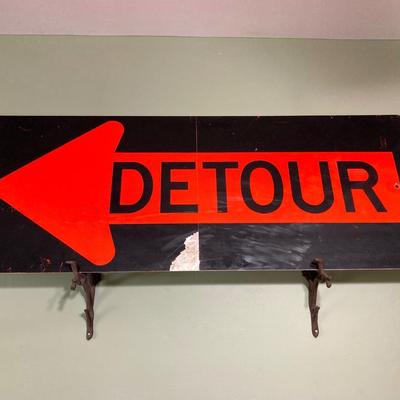 LOT 64: Metal Detour Road Sign