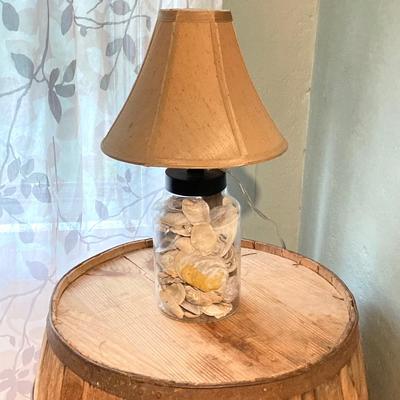 LOT 68: Wooden Barrel and Decorative Seashell Lamp