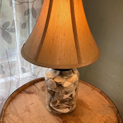 LOT 68: Wooden Barrel and Decorative Seashell Lamp