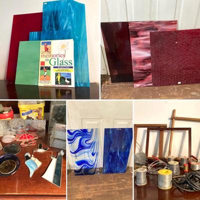 LOT 69: Stained Glass Crafters Collection - Assorted Glass, Framing, Tools, Supplies and More