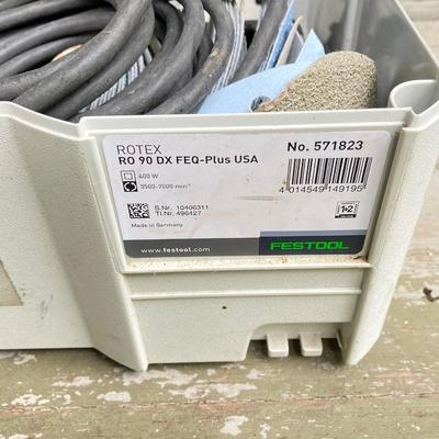 LOT 71: Festool Rotex RO 90 DX FEQ-Plus Sanding Tool in Case, Tools, Storage Boxes with Hardware and Pair of Halo Lights