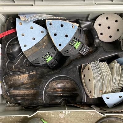 LOT 71: Festool Rotex RO 90 DX FEQ-Plus Sanding Tool in Case, Tools, Storage Boxes with Hardware and Pair of Halo Lights