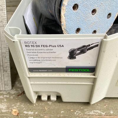 LOT 71: Festool Rotex RO 90 DX FEQ-Plus Sanding Tool in Case, Tools, Storage Boxes with Hardware and Pair of Halo Lights