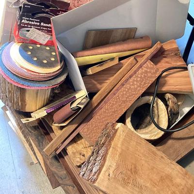 LOT 72: Speedster Diamond Glass Table Saw with Assorted Crafting / Decorative Wood Pieces