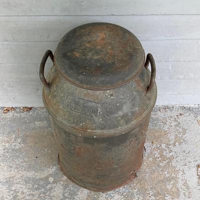 LOT 73: Vintage / Antique Metal Milk Can with Lid - Copeland 3023