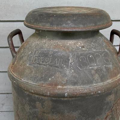 LOT 73: Vintage / Antique Metal Milk Can with Lid - Copeland 3023