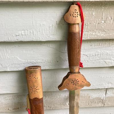 LOT 76: Ceremonial Single Edge Swords with Wood Scabbard
