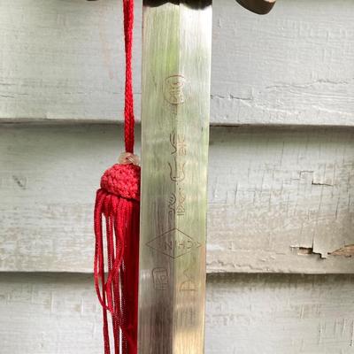LOT 76: Ceremonial Single Edge Swords with Wood Scabbard