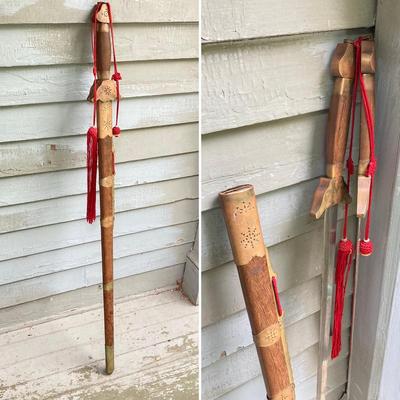 LOT 76: Ceremonial Single Edge Swords with Wood Scabbard