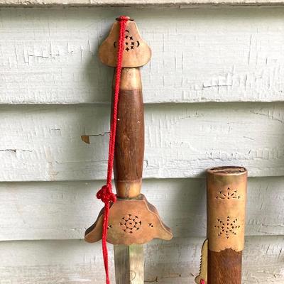 LOT 76: Ceremonial Single Edge Swords with Wood Scabbard