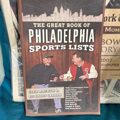 LOT 77: Nick Foles Eagles NFL Super Bowl Jersey Size 44, Football Cards, The Great Book of Philadelphia Sports Lists, Donovan McNabb...