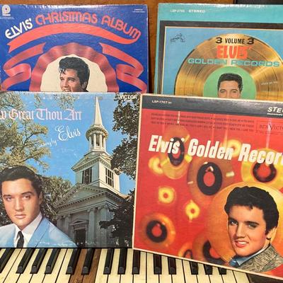 LOT 79: Vintage Album Collection (Elvis, Tom Jones, Engelbert Humperdinck and More) and Metal Enter at Your Own Risk Sign