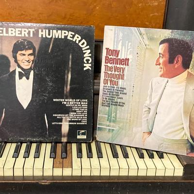 LOT 79: Vintage Album Collection (Elvis, Tom Jones, Engelbert Humperdinck and More) and Metal Enter at Your Own Risk Sign