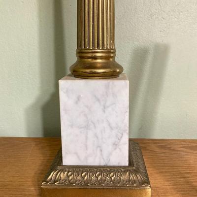 LOT 80: Pair of Brass and Marble / Onyx Table Lamps