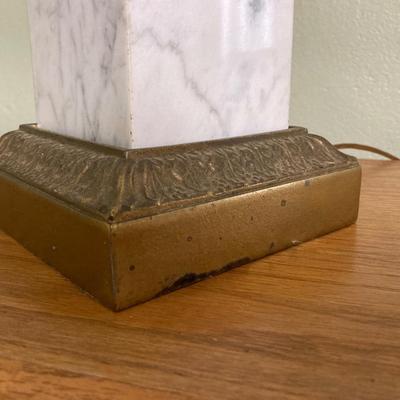 LOT 80: Pair of Brass and Marble / Onyx Table Lamps