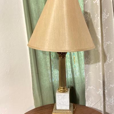 LOT 80: Pair of Brass and Marble / Onyx Table Lamps