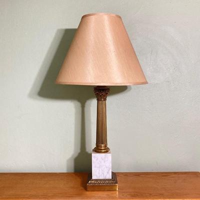 LOT 80: Pair of Brass and Marble / Onyx Table Lamps