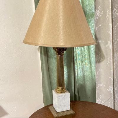 LOT 80: Pair of Brass and Marble / Onyx Table Lamps