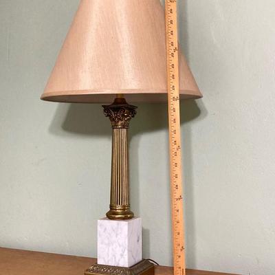 LOT 80: Pair of Brass and Marble / Onyx Table Lamps