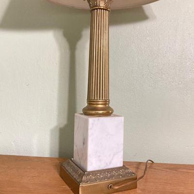 LOT 80: Pair of Brass and Marble / Onyx Table Lamps