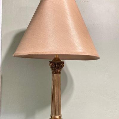 LOT 80: Pair of Brass and Marble / Onyx Table Lamps