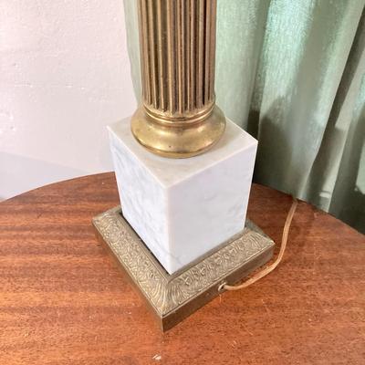 LOT 80: Pair of Brass and Marble / Onyx Table Lamps
