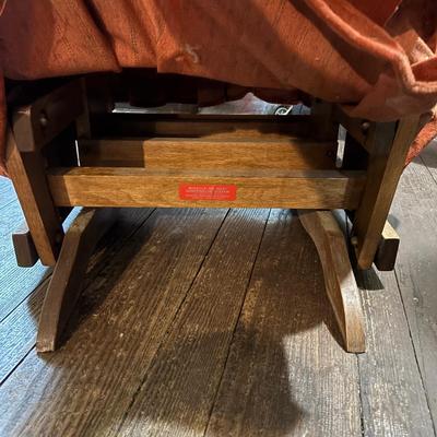 LOT 83: Vintage Wooden Vermont Made Miracle Rocker & Colonial Dough Box Style End Table