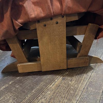 LOT 83: Vintage Wooden Vermont Made Miracle Rocker & Colonial Dough Box Style End Table
