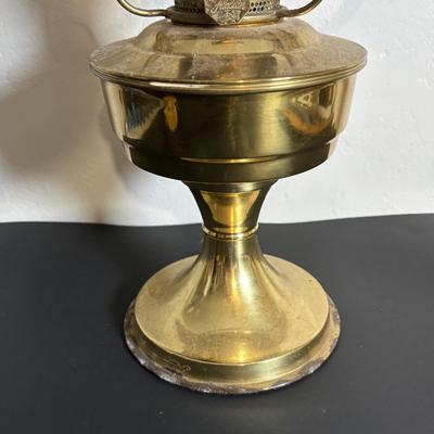 LOT 84: Porcelain Art Nouveau Style Figural Vase, Brass Candle Sticks & Aladdin Oil Brass Oil Lamp (missing shade)