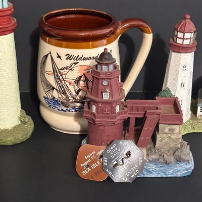 LOT 86: Vintage Ocean City & Sea Isle City Beach Tags, Scaasis Originals Lighthouses: Cape May, Sandy Hook & Ship John Shoal, DE,...