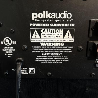LOT 93: Polk Audio Subwoofer PSW10 110V & Polk Audio Speakers TSi100 Cherry