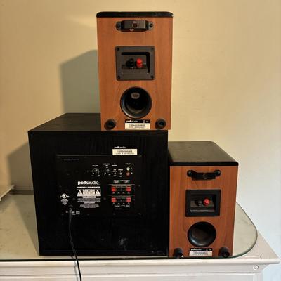 LOT 93: Polk Audio Subwoofer PSW10 110V & Polk Audio Speakers TSi100 Cherry