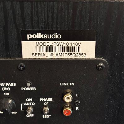 LOT 93: Polk Audio Subwoofer PSW10 110V & Polk Audio Speakers TSi100 Cherry