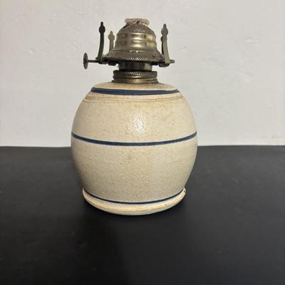 LOT 96 Home Decor: Rustic Bark Framed Mirror, 24" Wooden & Galvanized Wall Clock & Pottery Oil Lamp