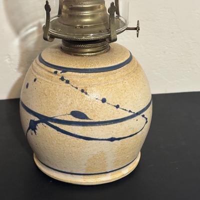 LOT 96 Home Decor: Rustic Bark Framed Mirror, 24" Wooden & Galvanized Wall Clock & Pottery Oil Lamp