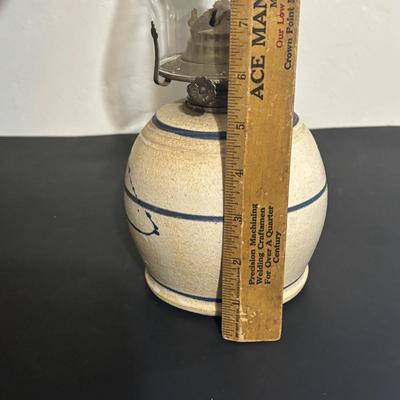 LOT 96 Home Decor: Rustic Bark Framed Mirror, 24" Wooden & Galvanized Wall Clock & Pottery Oil Lamp